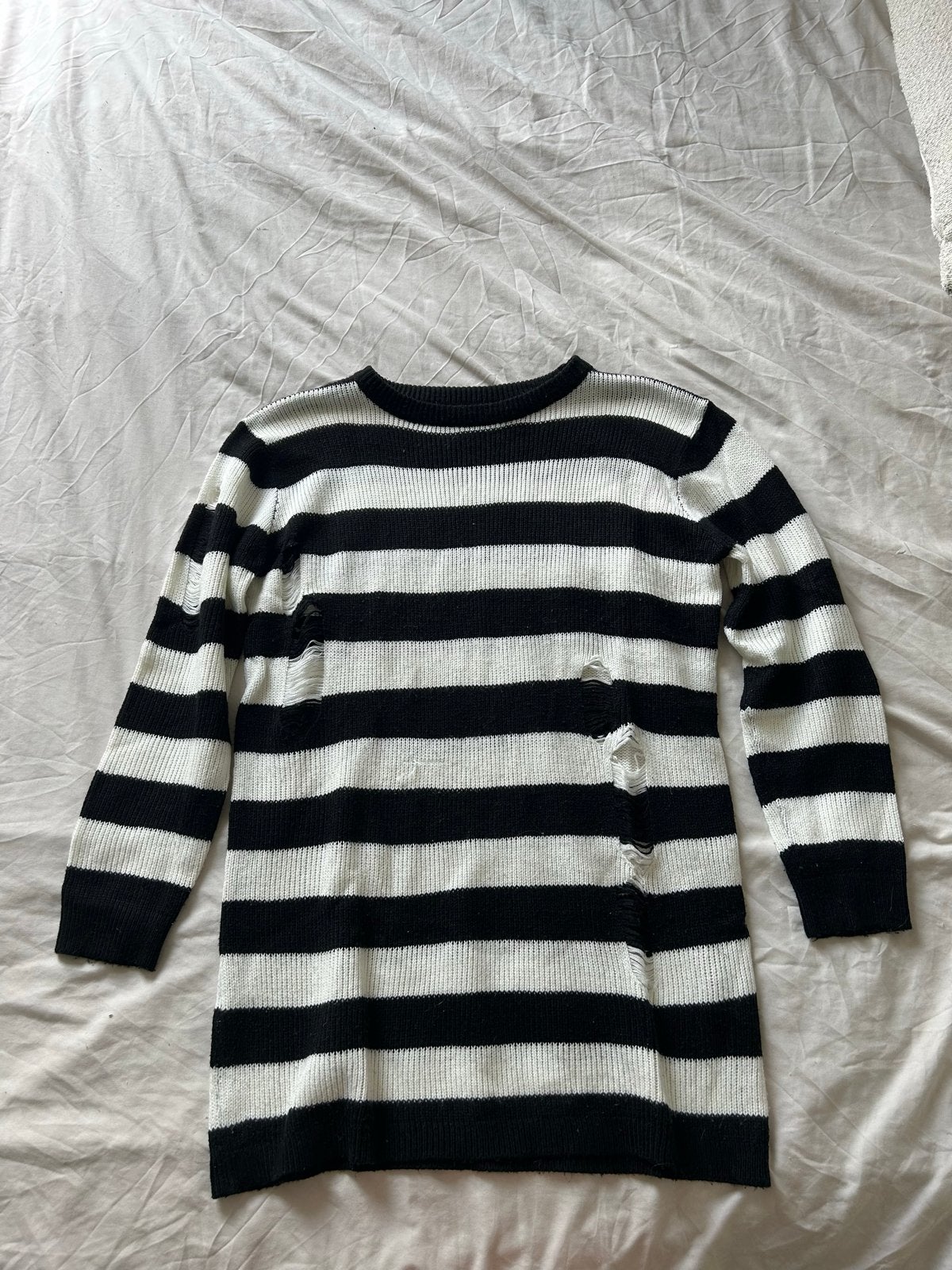 Shein gestreepte trui met gaten, Ophalen of Verzenden, Gedragen, Maat 38/40 (M), Zwart