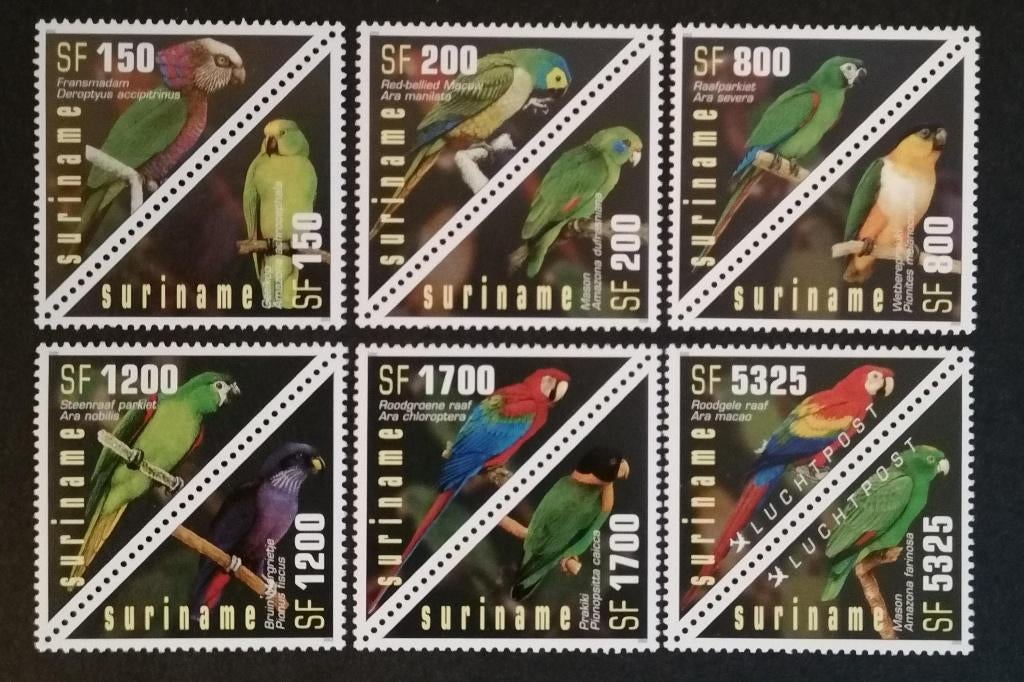 SURINAME - Surinaamse papegaaien 2002, Verzenden, Postfris