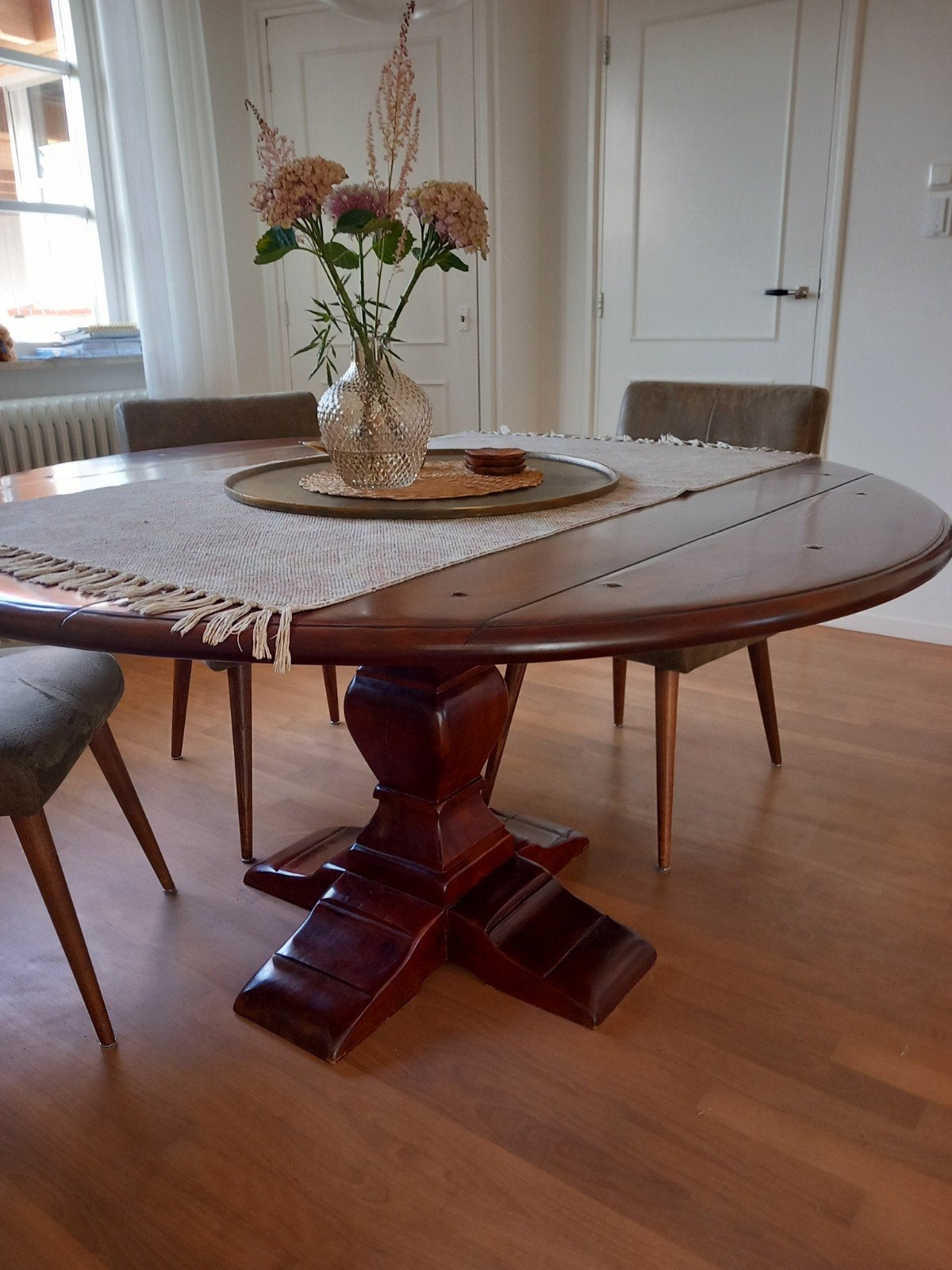 Robuuste eettafel 1.50 rond, Ophalen, Gebruikt, Rond, 100 tot 150 cm