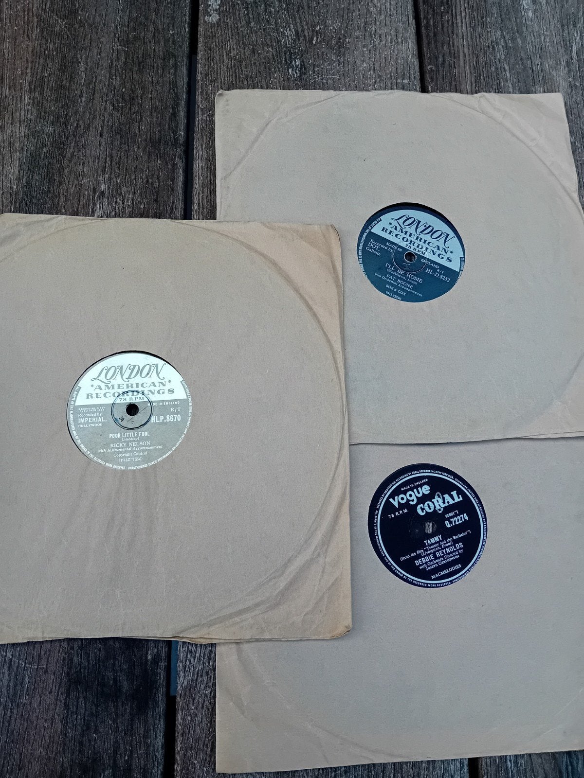 3 78 toeren platen Pat Boone Ricky Nelson, Ophalen of Verzenden, Gebruikt, Overige formaten
