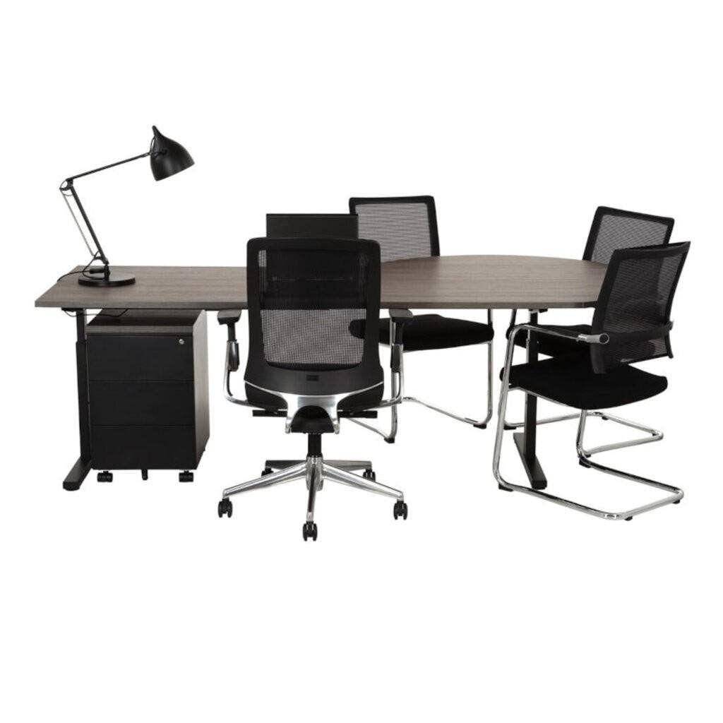 MN Easy Elektrisch Zit Sta Bureau Met Ronde Vergaderaanbouw, Overige stijlen, Elektrisch, MN, Spaanplaat of MDF