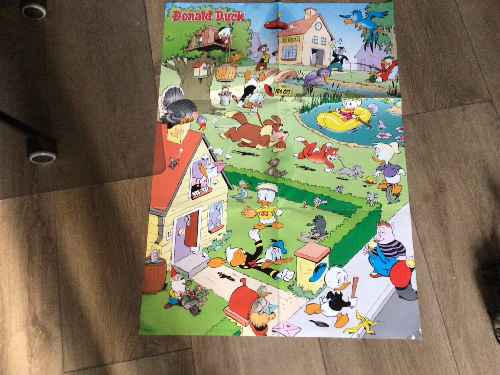 Grote Donald Duck Poster - Vintage Disney, Ophalen, Donald Duck, Gebruikt, Plaatje of Poster