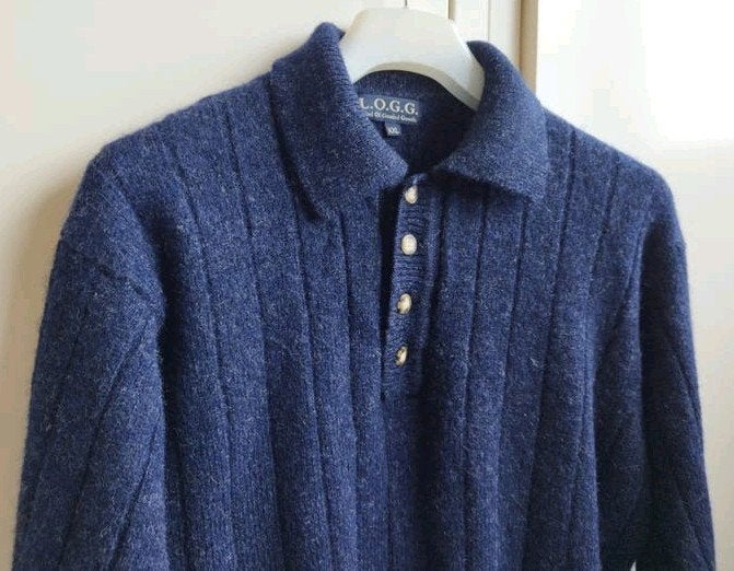 LOGG 100% Wol schipperstrui trui XL Blauw, Logg, Blauw, Maat 56/58 (XL), Ophalen of Verzenden