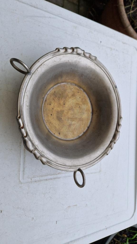 antieke koperen of tinnen schaal, Antiek en Kunst, Antiek | Schalen, Ophalen of Verzenden
