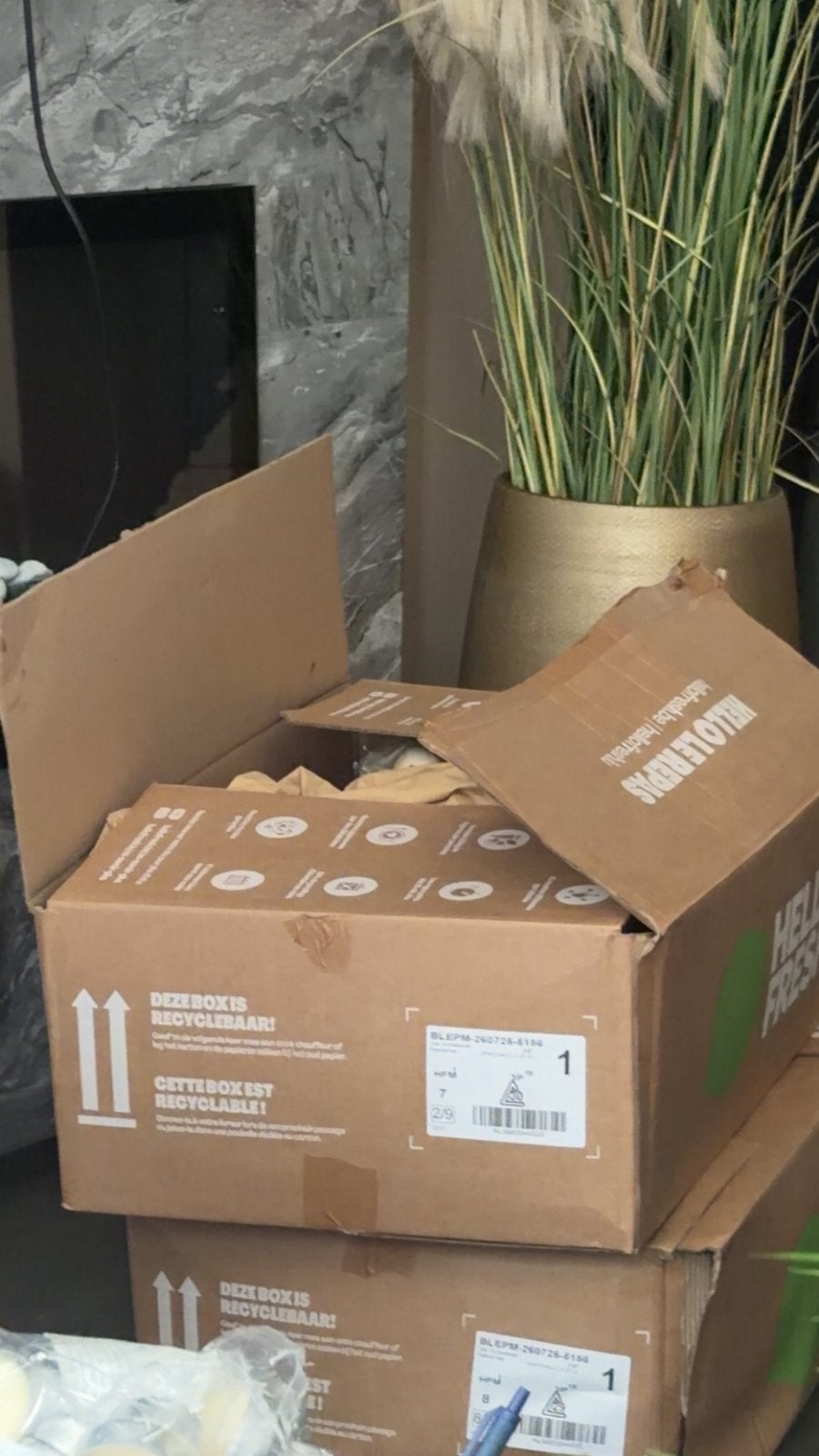 2 boxen hello fresh helemaal vol met alleen gezonde eten, Ophalen of Verzenden, Zo goed als nieuw