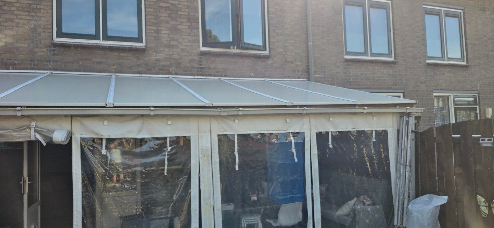 Veranda / Overkapping met zeilen van hardhout, Tuin en Terras, Overkappingen, Gebruikt, Veranda, Ophalen