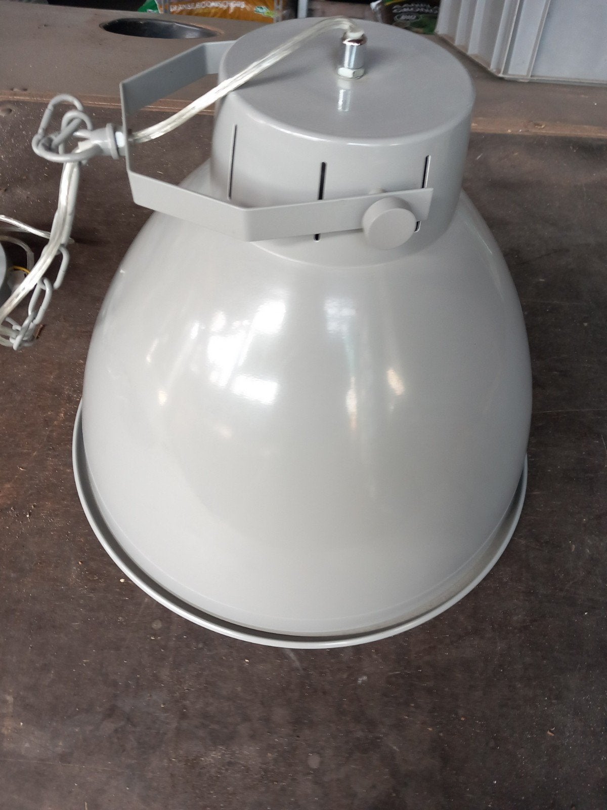 Industriële hanglampen- Grote grijze fabriekslamp, Ophalen of Verzenden, Gebruikt
