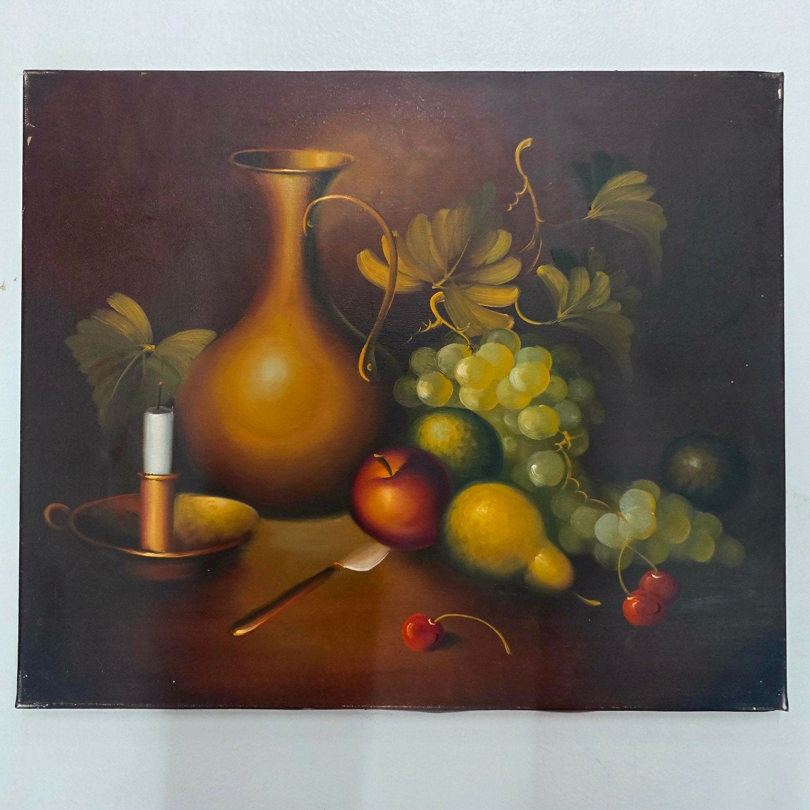 Klassiek stilleven met fruit en kruik, 50x60cm, Ophalen of Verzenden