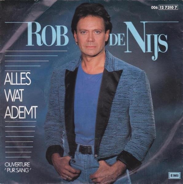Neder Pop Single (1985) Rob de Nijs - Alles wat Ademt, Gebruikt, 7 inch, 1980 - 1989, Ophalen of Verzenden