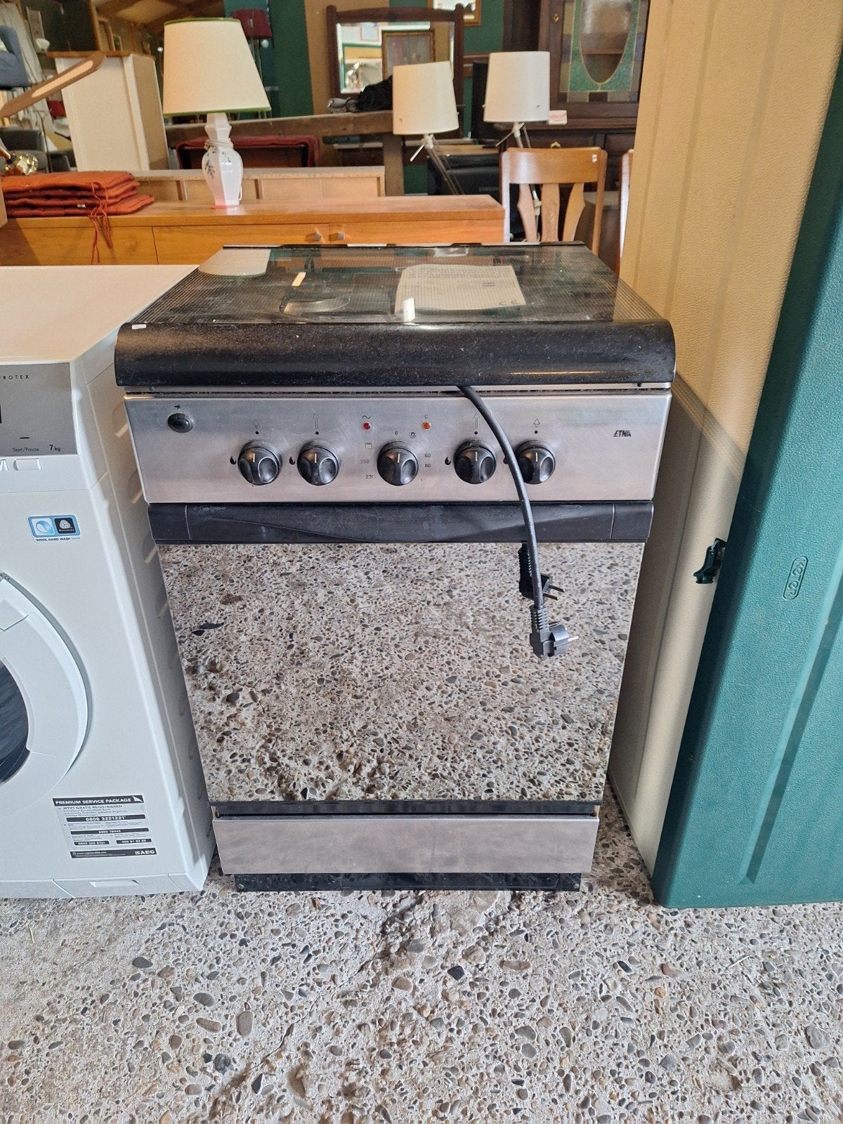 Gasfornuis fornuis gas elektrische oven 4 pits etna rvs, Ophalen, Gebruikt, 4 kookzones, Gas