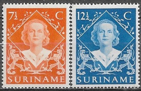 SURINAME serie Inhuldiging van Koningin Juliana 1948, Postzegels en Munten, Verzenden, Postfris