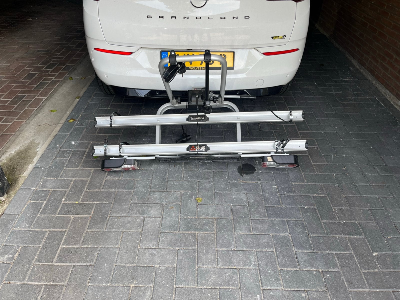 Travel&Co Kantelbare Trekhaak Fietsendrager voor 2 Fietsen, Ophalen, Gebruikt, 2 fietsen, Trekhaakdrager