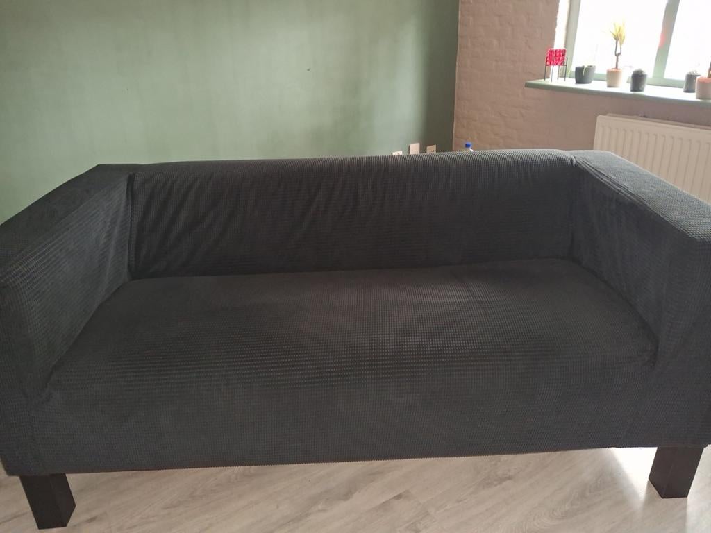Klippan bank( met zwart rib hoes), Ophalen, Gebruikt, 150 tot 200 cm, Tweepersoons