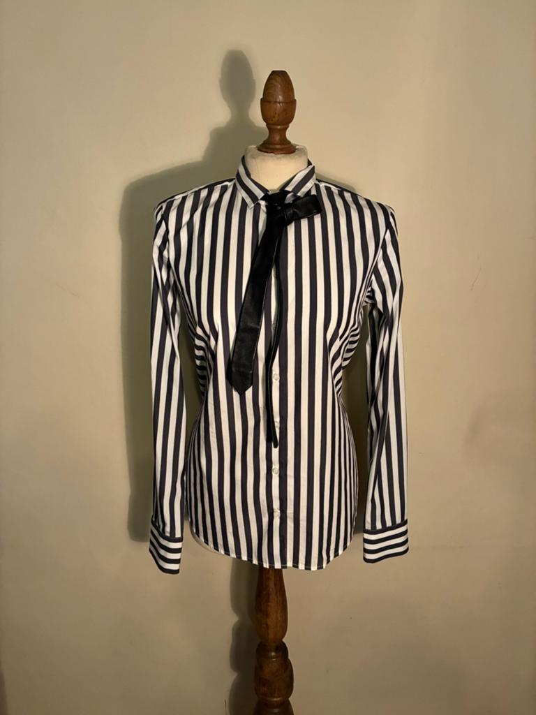 PURDEY BLOUSE BLUE/WHITE COTTON, Kleding | Dames, Verzenden, Zo goed als nieuw, Maat 36 (S), Overige kleuren