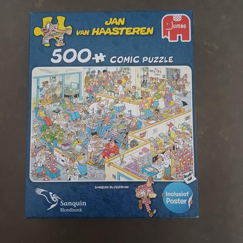 Jan van Haasteren Sanquin Bloedbank 500 stukjes, Hobby en Vrije tijd, Ophalen, 500 t/m 1500 stukjes, Zo goed als nieuw, Legpuzzel