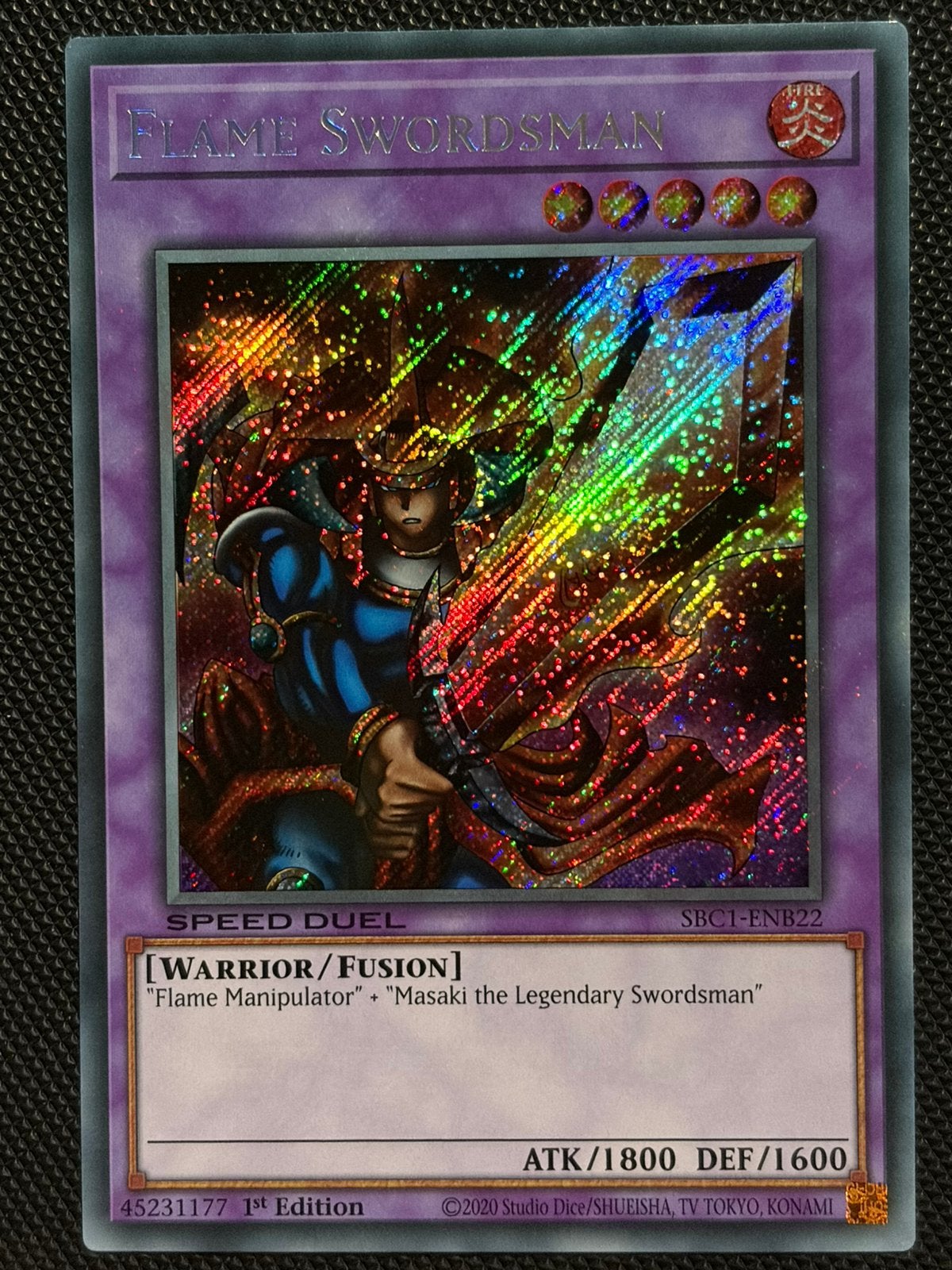 Flame Swordsman Secret Rare Yu-Gi-Oh! kaart, Ophalen of Verzenden, Zo goed als nieuw