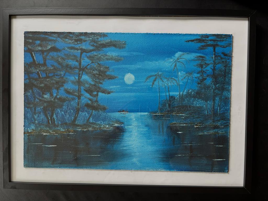 Origineel Schilderij W. Soepenberg - Nachtlandschap, Antiek en Kunst, Ophalen of Verzenden