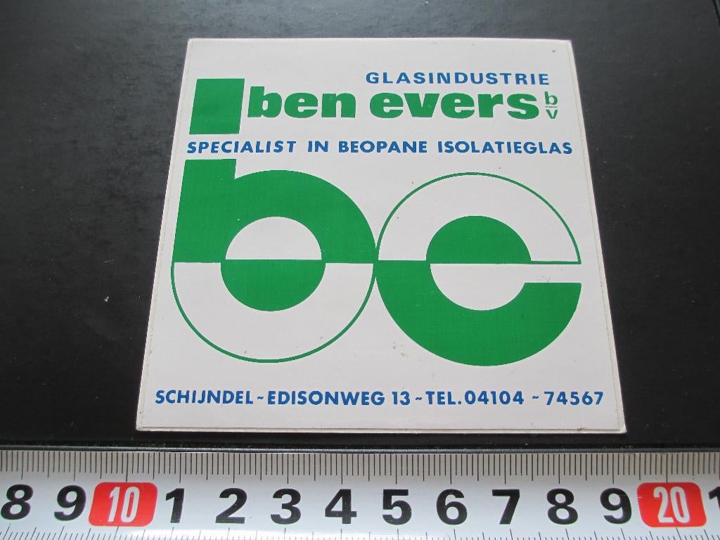 sticker schijndel glasindustrie ben evers bv edisonweg 13, Verzamelen, Stickers, Zo goed als nieuw, Ophalen