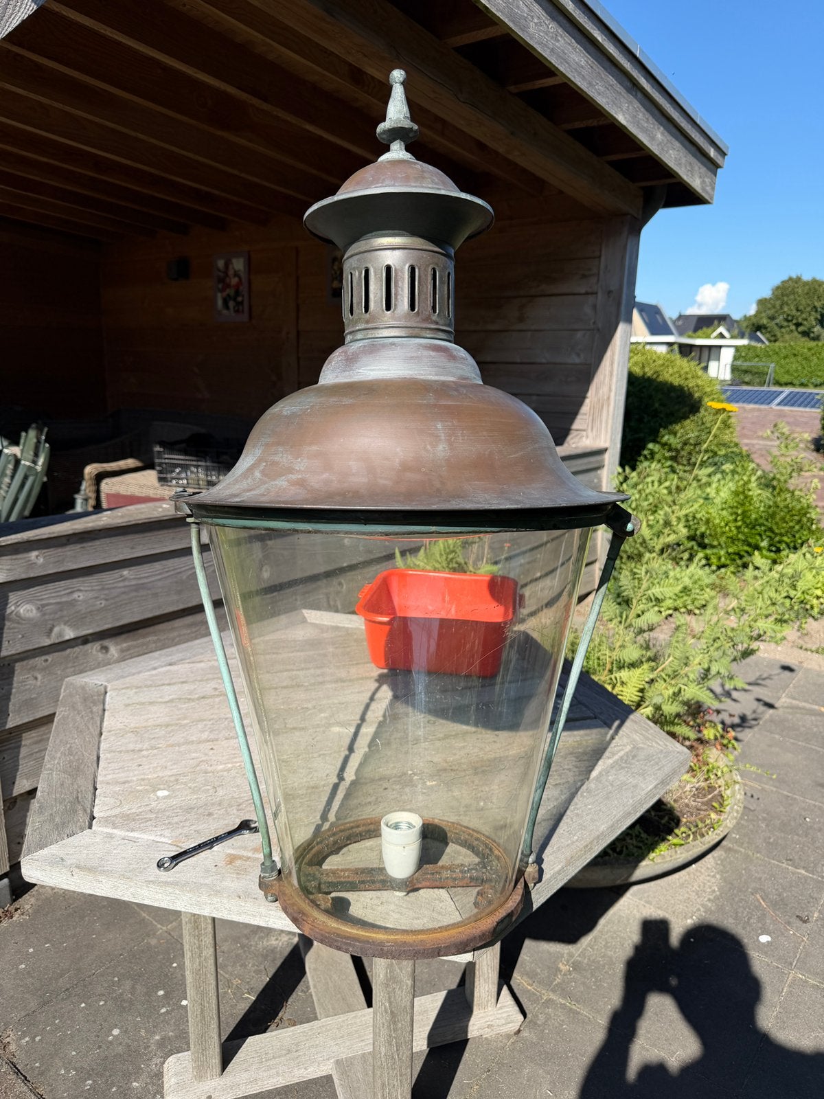 Antieke Koperen Buitenlampen, 3 maten beschikbaar, Antiek en Kunst, Ophalen of Verzenden