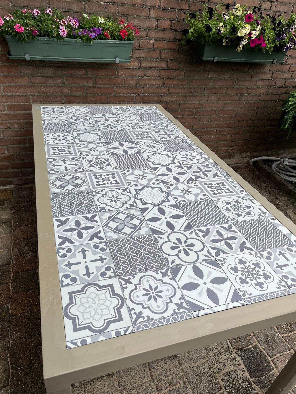 Gratis tuintafel 90 x 180, Tuin en Terras, Tuintafels, Gebruikt, Rechthoekig, Metaal, Ophalen