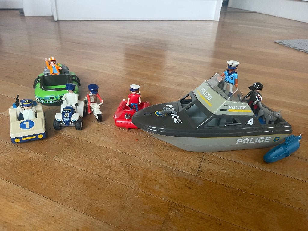 playmobil politieboot, Ophalen, Gebruikt, Complete set, Boot/Schip