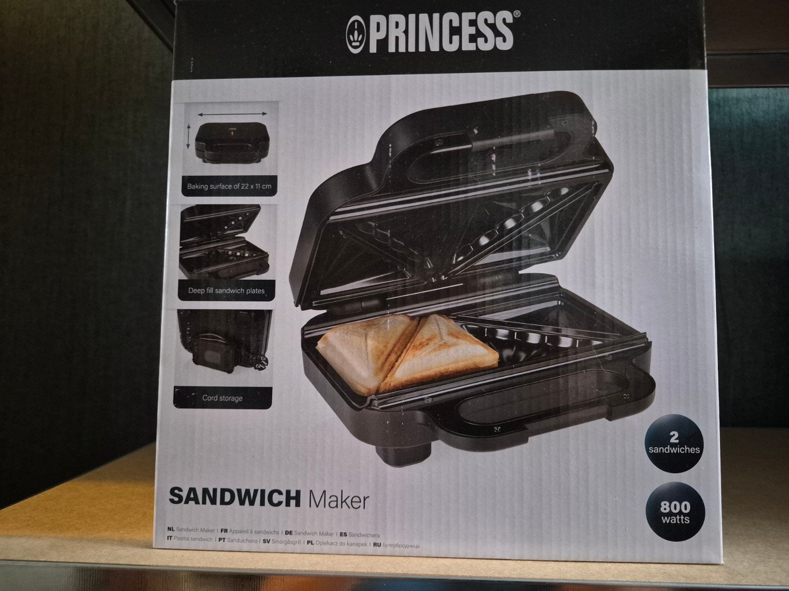 Princess Sandwich Maker - 800W voor 2 sandwiches, Ophalen of Verzenden, Nieuw