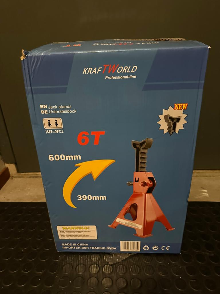 KraftWorld Assteunen 6 Ton – Nieuw in doos (2 stuks), Auto diversen, Krikken, Nieuw, Garagekrik, Ophalen of Verzenden