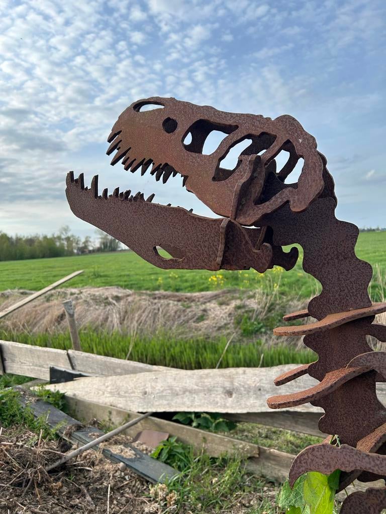 T-Rex van staal - Super degelijk dinosaurussinoaautis beeld, Ophalen, Overige onderwerpen, Weerbestendig, 1 meter - 2 meter