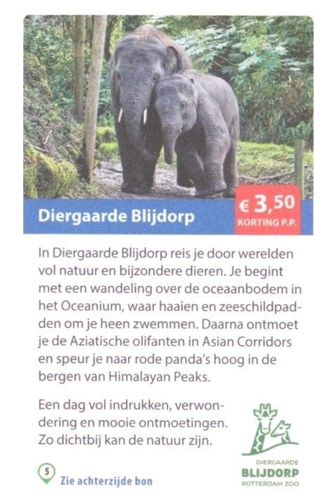 Diergaarde Blijdorp €3,50 korting p.p., Drie personen of meer, Kortingskaart