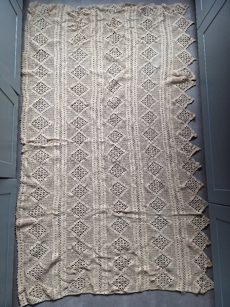 Gordijn gehaakt, creme katoen, Ophalen, Gebruikt, Overige merken, 192 cm
