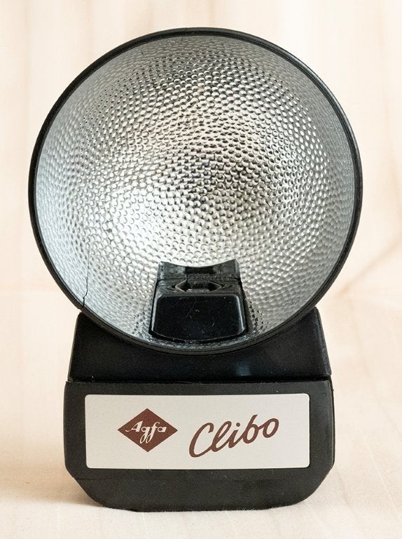 Agfa Clibo flitser in leren doos, Voor analoge fotografie, Accessoireset, Ophalen of Verzenden, Zo goed als nieuw