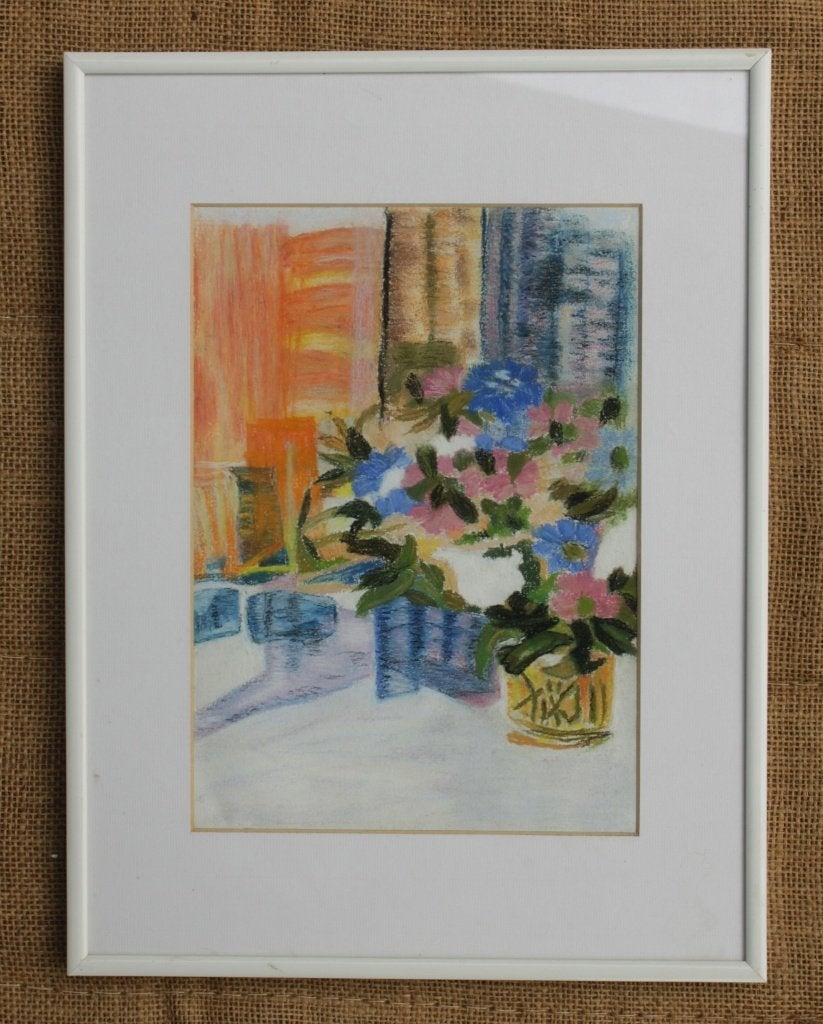 Schilderij pastel Bloemen 36  incl. lijst, Antiek en Kunst, Pastel, Gelimiteerde oplage, Papier/karton, Ophalen of Verzenden