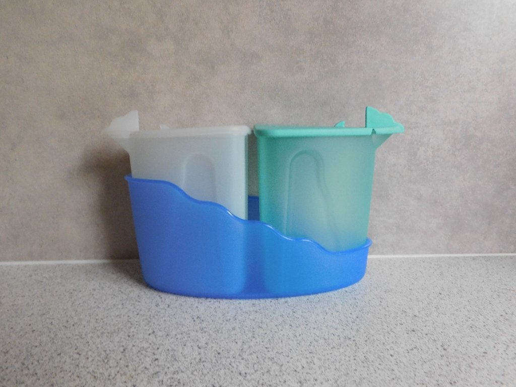Tupperware Trendy Strooiset - Blauw Wit Turquoise, Blauw, Overige typen, Ophalen of Verzenden, Met deksel