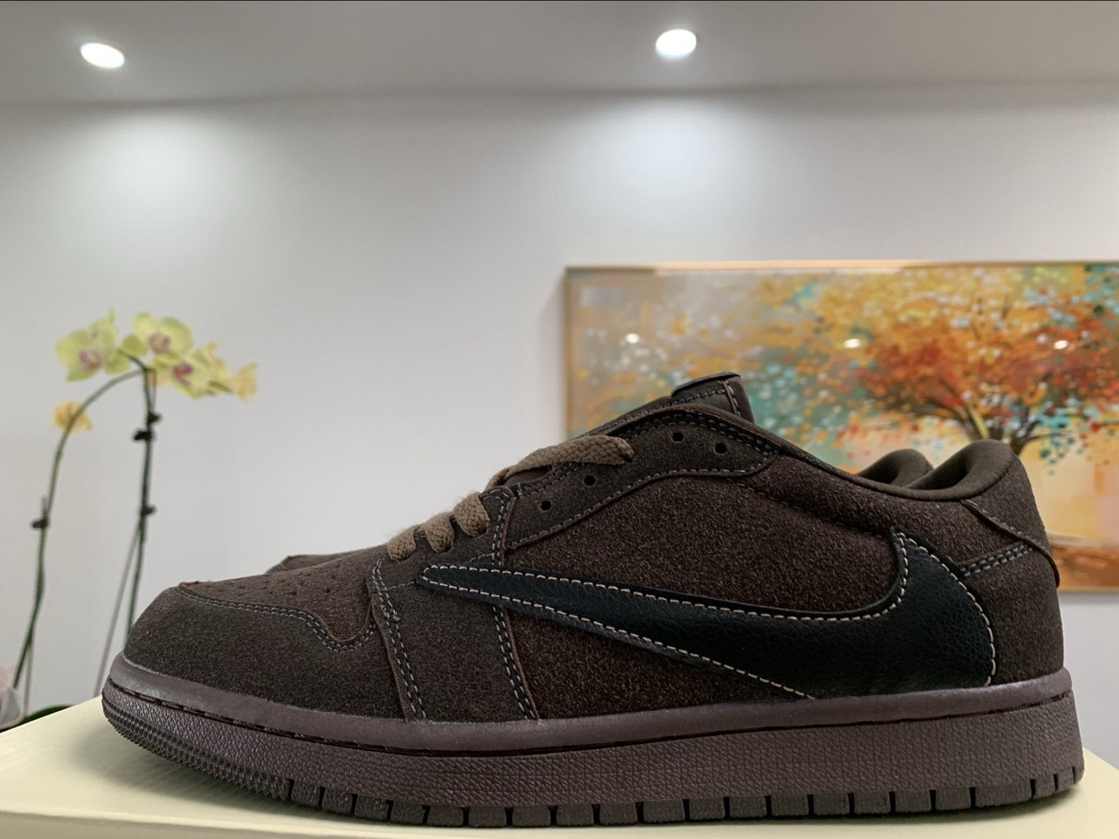 Nike Air Jordan 1 Low Travis Scott Reverse Mocha, Ophalen of Verzenden, Zo goed als nieuw, Bruin, Sneakers of Gympen