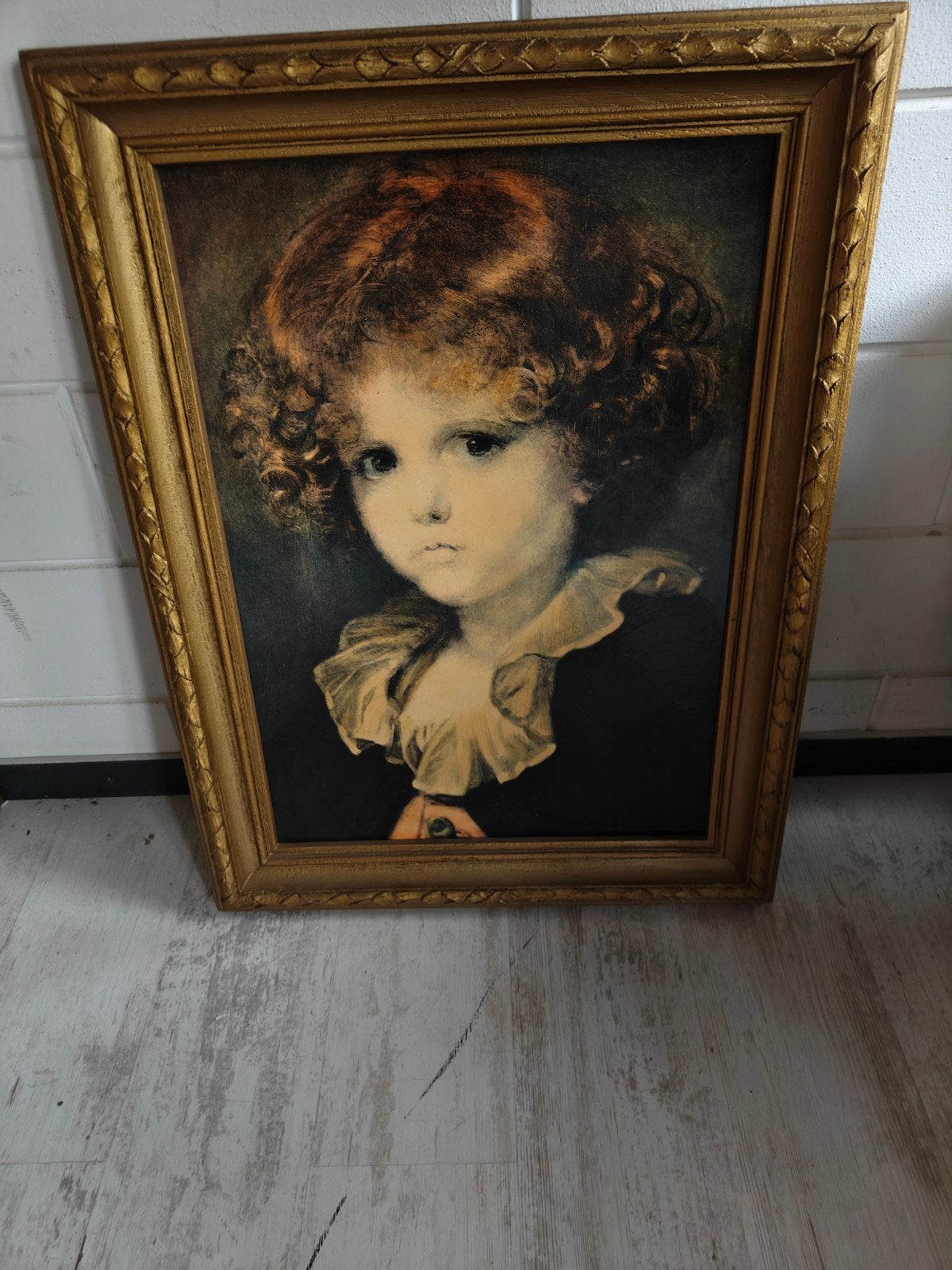 XXL Unieke Zware Prent op board GOUDEN dikke lijst 85x63 cm., Paneel, Portret of Personen, Bijzondere lijst, Ophalen of Verzenden