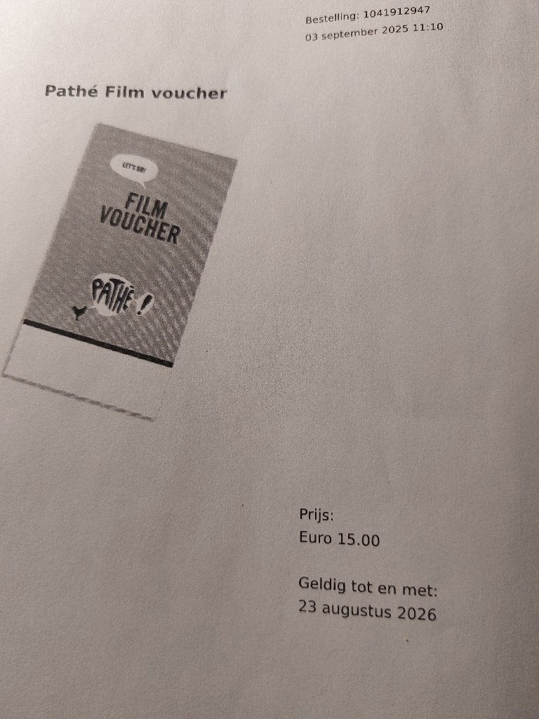 Pathe voucher Albert Heijn, Tickets en Kaartjes, Twee personen, Vrijkaartje alle films