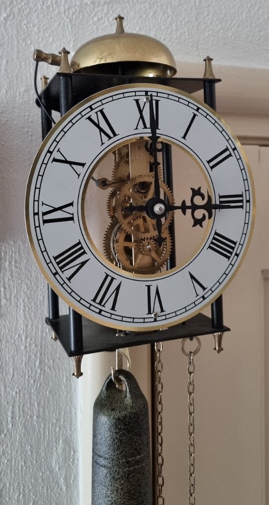 Wandklok, Skelet klok met slagwerk (bel) Marsfiels AMS., Ophalen of Verzenden