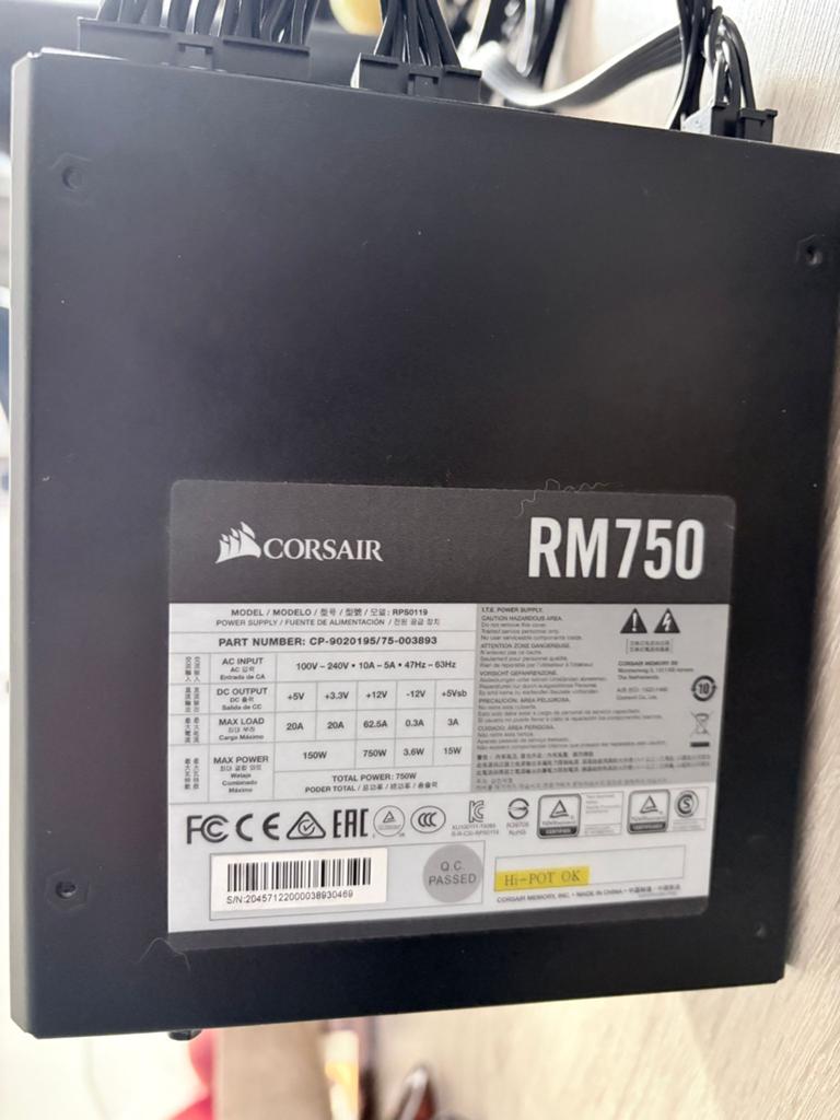 Corsair RM750 Voeding - 750W Modulair, Ophalen, Gebruikt