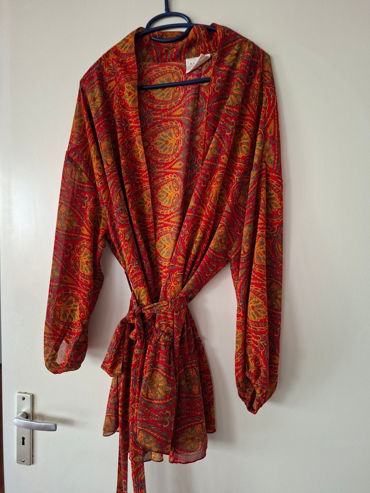 Sissel Edelbo Kimono/Vest - Rood met Paisley Print, Kleding | Dames, Maat 38/40 (M), Zo goed als nieuw, Rood, Sissel Edelbo