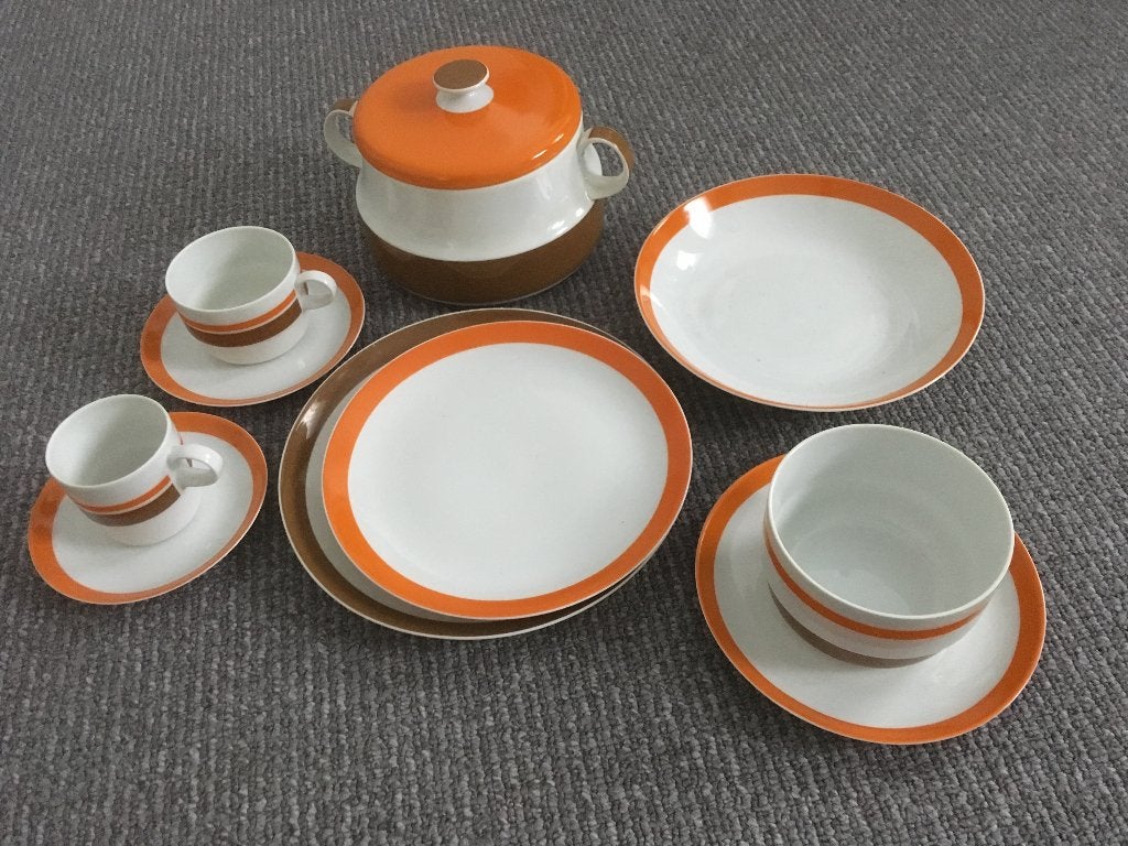 nostalgisch oranje servies (porselein), Ophalen, Overige merken, Vintage, Zo goed als nieuw