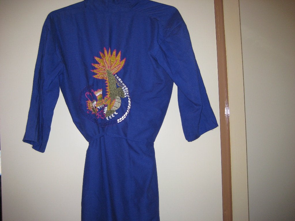 Blauwe badjas, 38/40 (65), Kleding | Dames, Ondergoed en Lingerie, Ophalen of Verzenden, Blauw, Badjas
