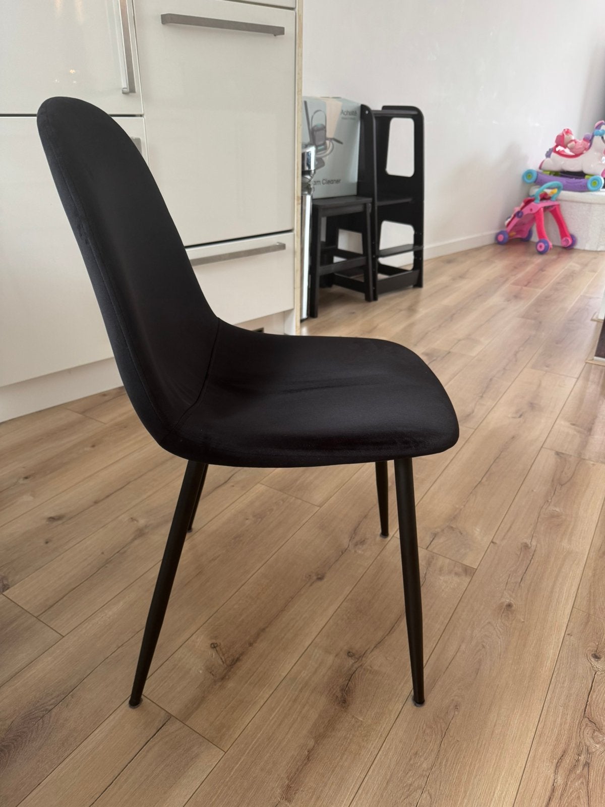 Mangohouten eettafel + 6 stoelen + lamp, Ophalen, Gebruikt, 100 tot 150 cm, Rond