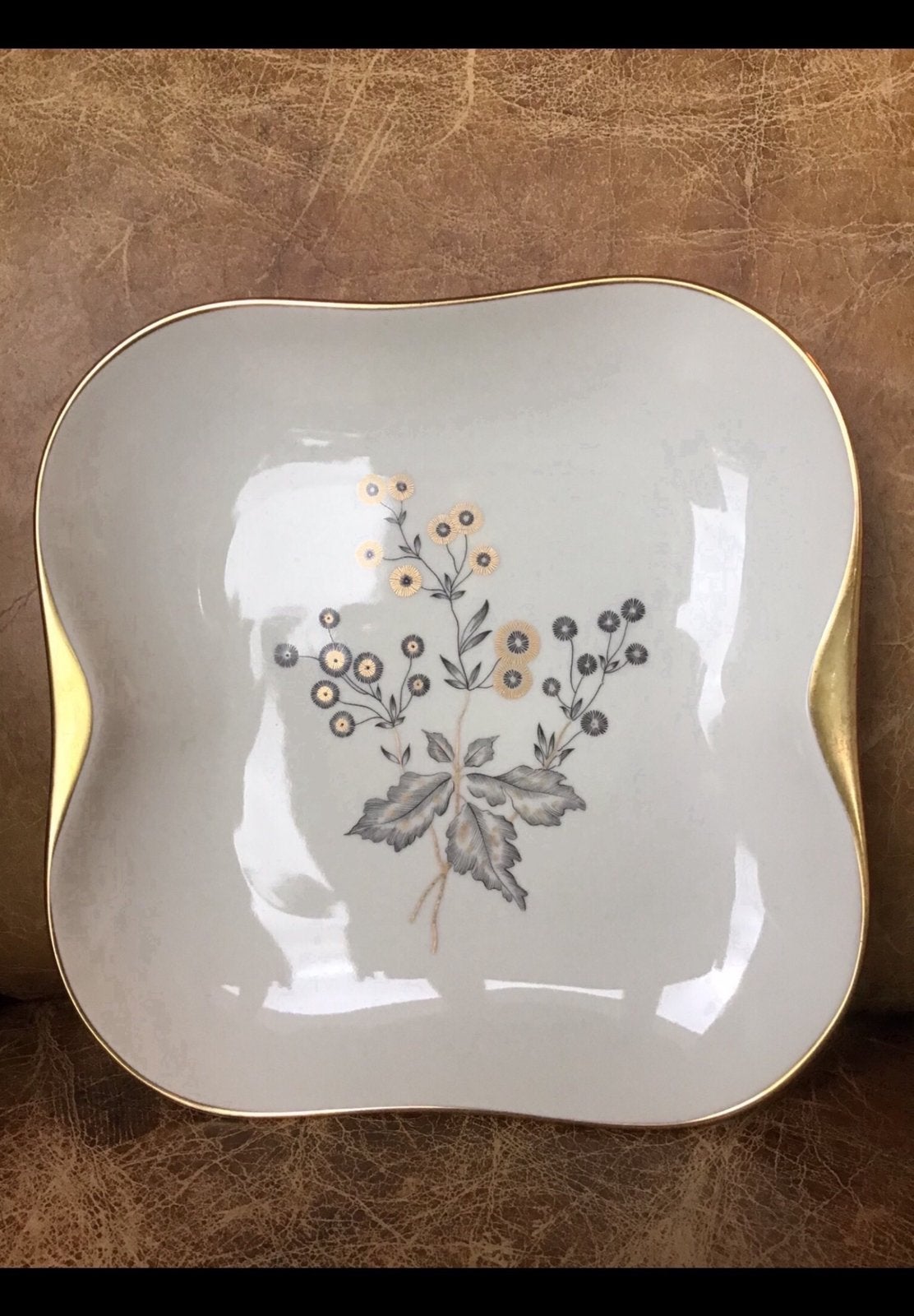 Porselein serveerbord, Bavaria Edelstein met goud en bloemen, Ophalen of Verzenden