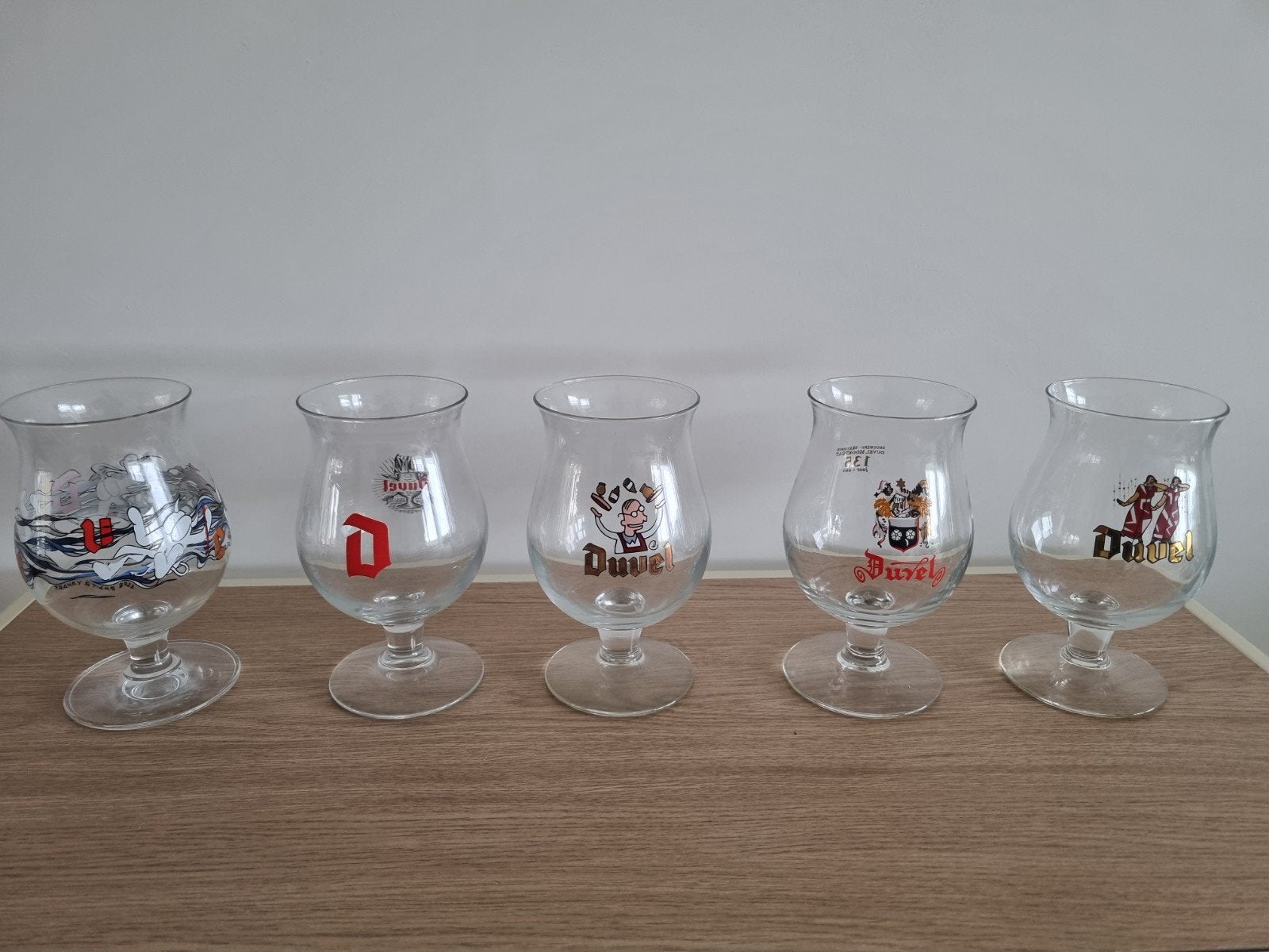 5 Duvel bierglazen collectors items, Ophalen of Verzenden, Zo goed als nieuw