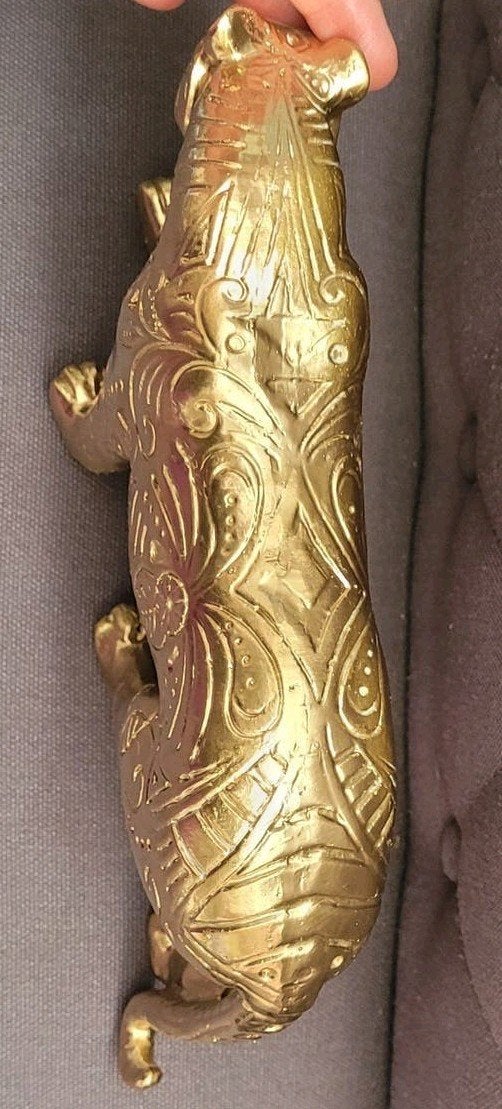 Gouden Panter Beeld - Decoratief Woonaccessoire, Ophalen of Verzenden, Zo goed als nieuw, Steen/keramiek, Goud