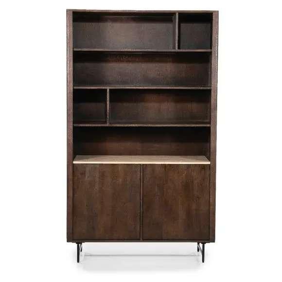 Eleonora Lio boekenkast groot mangohout design, Huis en Inrichting, Kasten | Boekenkasten, 100 tot 150 cm, 200 cm of meer, Overige materialen