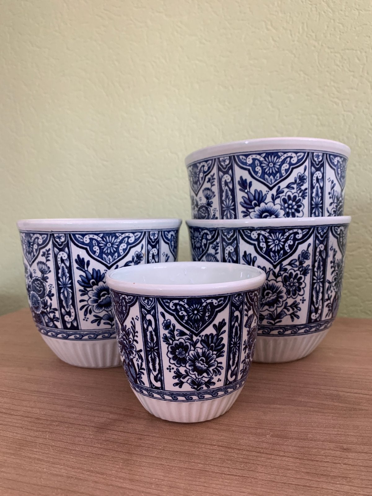 4 Delfts Blauwe bloempotten, Ophalen of Verzenden