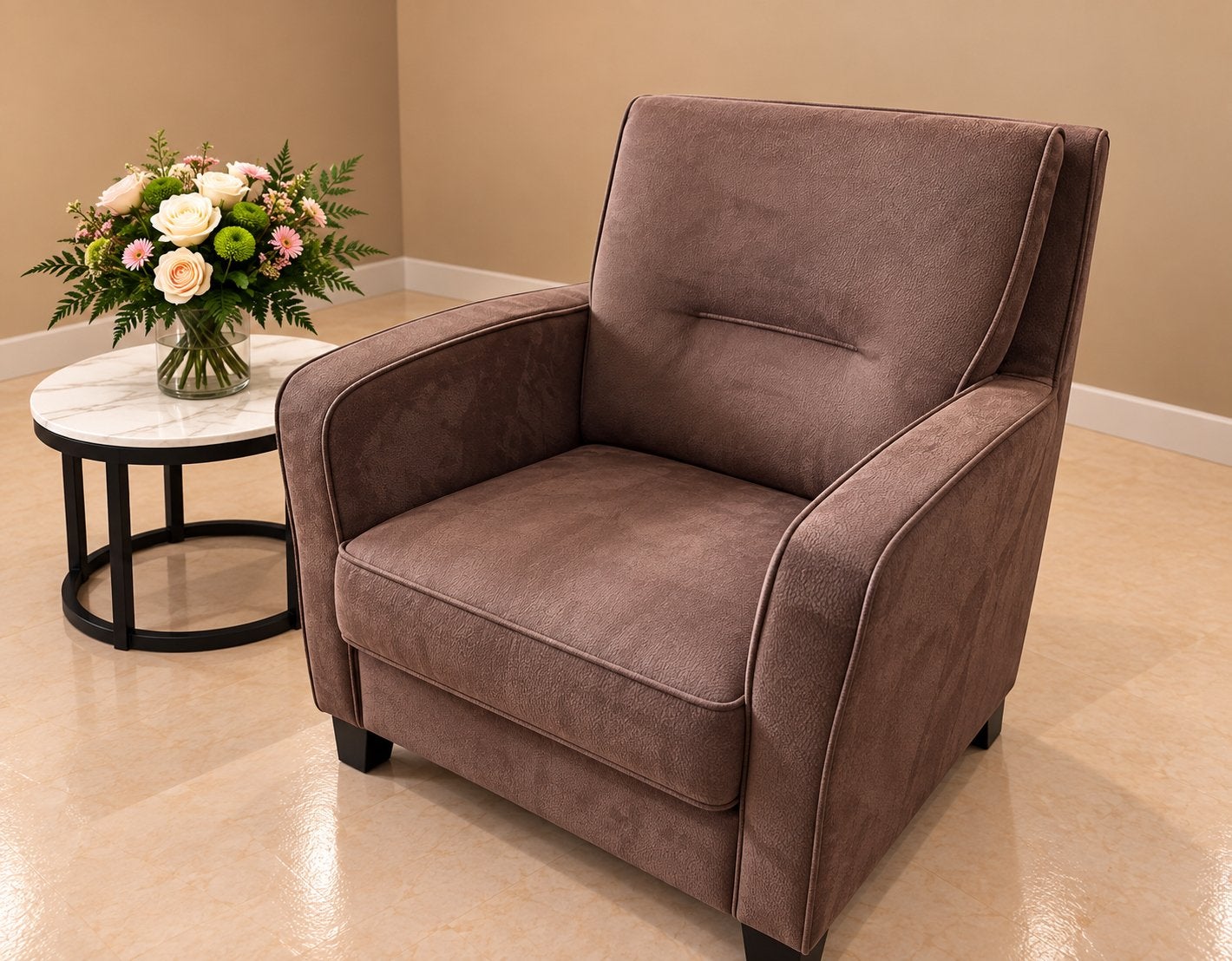 Foto 3 van Mooie microleder 2-zitsbank met 2 fauteuils