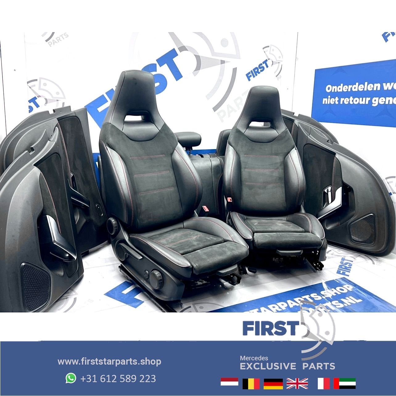 W177 AMG STOELEN ZWART Mercedes A Klasse leder STOELEN + ACH, Gebruikt, -, Ophalen of Verzenden, -