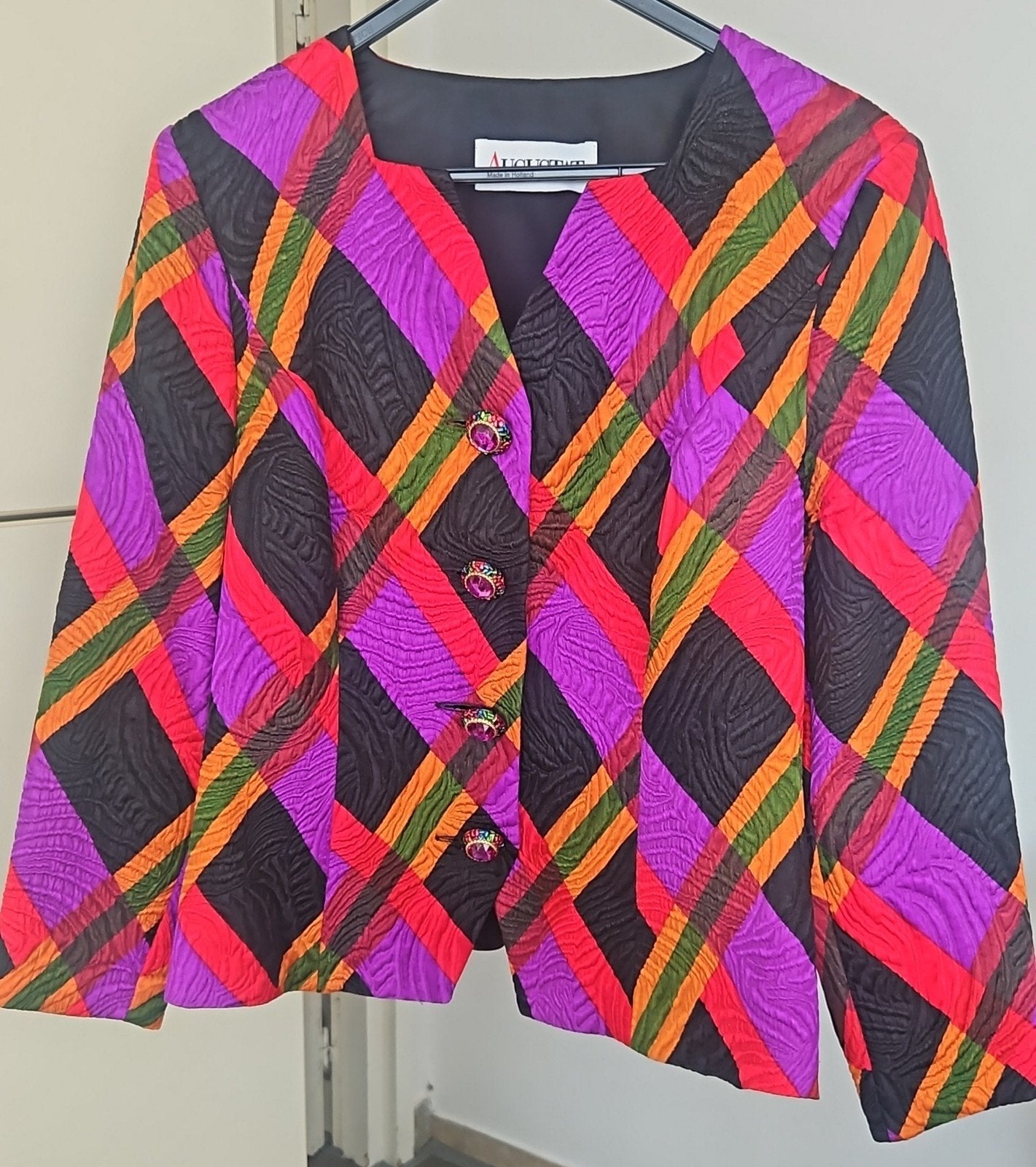 vintage augustat blazer colbert jasje echt zijde en wol, Ophalen of Verzenden, Zo goed als nieuw
